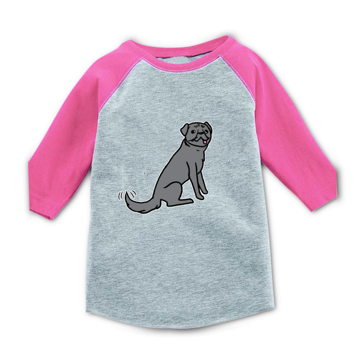 Wolf Pug Toddler Raglan Tee 56T heather-pink